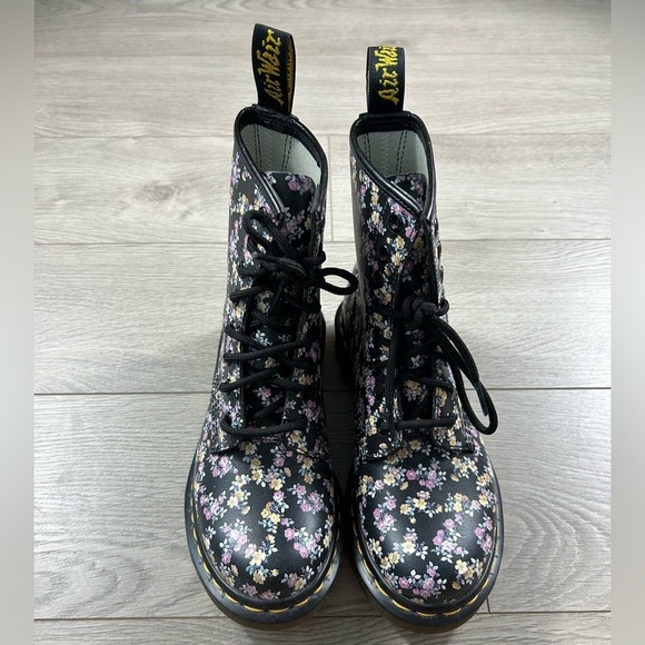 Dr Martens Clemency 1460 Floral Leather Combat Boots - Picture 2 of 10